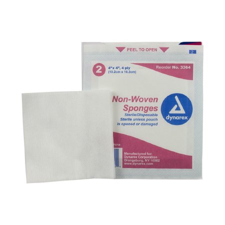Dynarex - Nonwoven Sponge Nonwoven 4-Ply 4 X 4 Inch Square Sterile - 3364