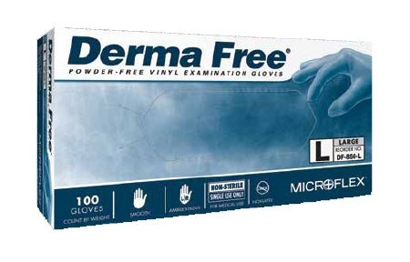 Microflex Medical Derma Free Exam Glove X-Large NonSterile Vinyl Standard Cuff Length Smooth Clear Not Chemo Approved - DF-850-XL