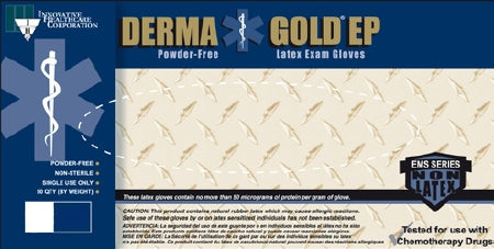 Innovative Healthcare Corporation DermaGold EP Exam Glove Large NonSterile Latex Extended Cuff Length Fully Textured Ivory Chemo Tested - 180300