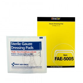 Acme United First Aid Only Gauze Sponge Gauze 12-Ply 3 X 3 Inch Square Sterile - FAE-5005