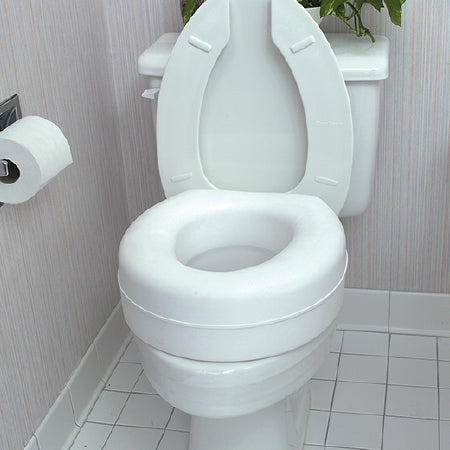 Mabis Healthcare Raised Toilet Seat 5 Inch Height White 250 lbs. Weight Capacity - 522-1508-1900HS