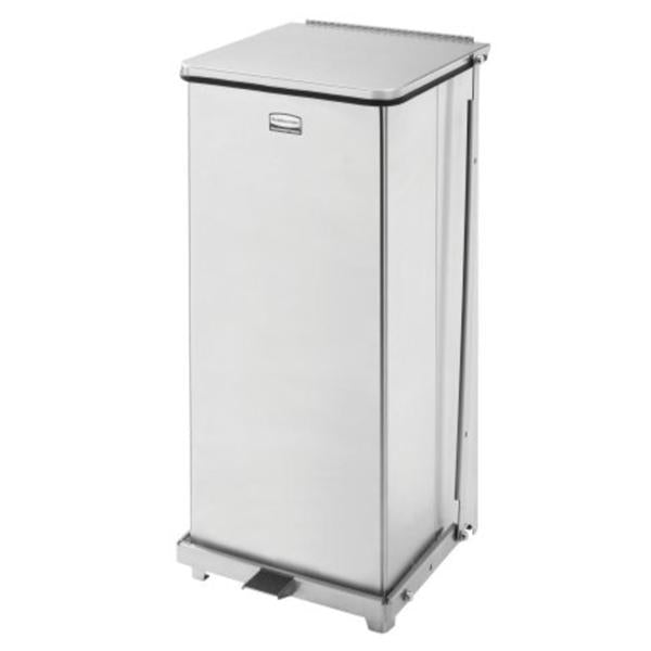 Rubbermaid Can Trash Defenders Ss 24Gal Step-On Pedal Flat Lid Silver Square Each - FGST24SSPL