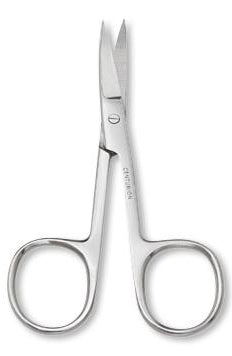 Centurion - Iris Scissors 3-1/2 Inch Length Floor Grade Stainless Steel Sterile Finger Ring Handle Curved Sharp Tip / Sharp Tip - 66890