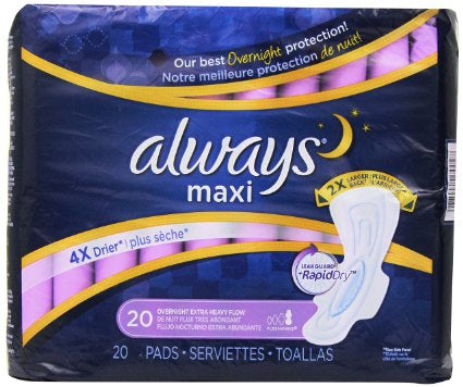 The Palm Tree Group Always Feminine Pad Maxi Overnight Absorbency - 3700017902