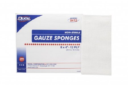 Dukal Dukal Gauze Sponge Gauze 12-Ply 4 X 8 Inch Rectangle NonSterile - 8412