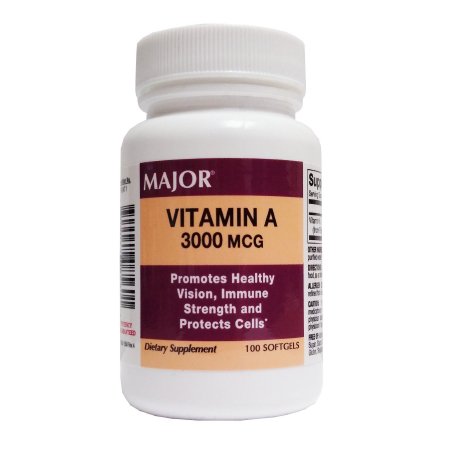 Major - Vitamin Supplement Vitamin A 3,000 mcg Strength Capsule 100 per Bottle - 00904208560
