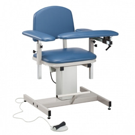 Clinton Industries Power Series Power Blood Drawing Chair Single Adjustable Flip Armrest Royal Blue - 6341-3RB