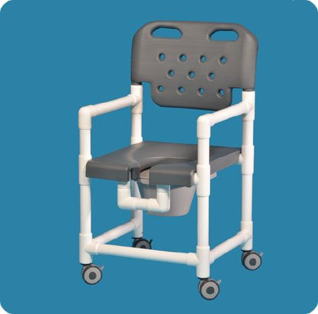 IPU Elite Commode / Shower Chair Fixed Arm PVC Frame With Backrest - ELT817 P G