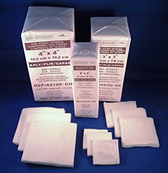AMD Ritmed First Aid Only Gauze Sponge Gauze 12-Ply 4 X 4 Inch Square NonSterile - 4522