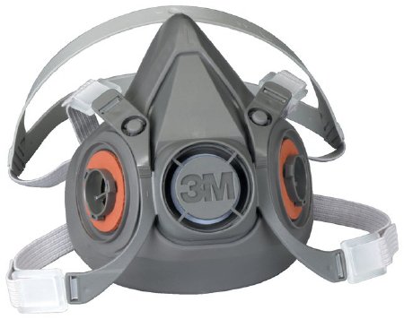 3M 6000 - Reusable Respirator Industrial Half Face 4 Point Adjustable Head Strap Small Gray - 179869A