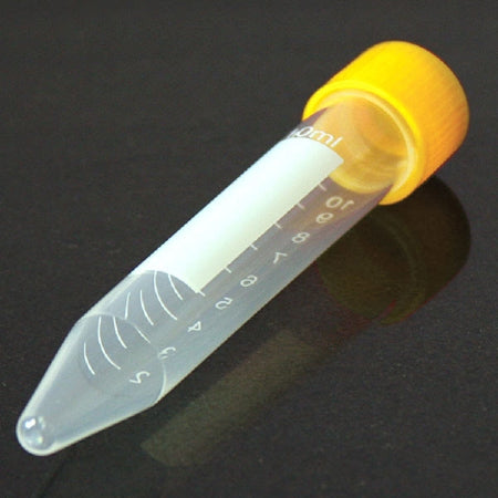 Globe Scientific - Centrifuge Tube Conical Bottom Plain 16 X 100 mm 10 mL Yellow Screw Cap Polypropylene Tube - 6293