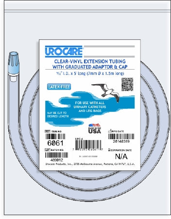 Urocare Products Extension Tube Urocare 60 Inch, Clear, Vinyl, Adaptor & Cap, Nonsterile - 6061