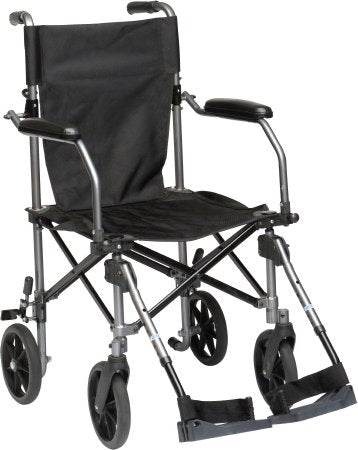 Travelite - Transport Chair Aluminum Frame 250 lbs. Weight Capacity Desk Length / Flip Back / Padded Arm Gum Metal Upholstery - TC005GY