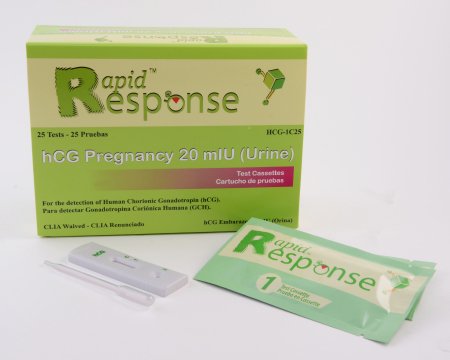 Rapid Response - Rapid Test Kit Fertility Test hCG Pregnancy Test Urine Sample 25 Tests - HCG-1C25