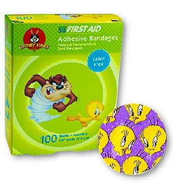 American White Cross - Adhesive Spot Bandage 7/8 Inch Plastic Round Kid Design (Tweety and Taz) Sterile - AB131