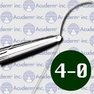 Acuderm Acu-Suture Standard Point Suture with Needle Nonabsorbable Uncoated Black Suture Monofilament Nylon Size 4-0 10 Inch Suture 1-Needle 19 mm Length 3/8 Circle Reverse Cutting Needle - SUF2410
