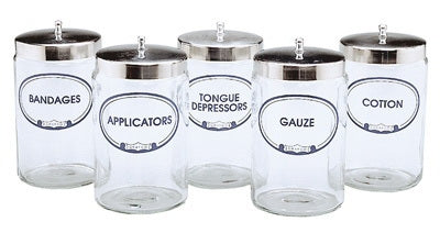 Grafco - Sundry Jar Glass Transparent Glass Jars, Polished Aluminum Cover 4.25 X 7 Inch - 3454A A