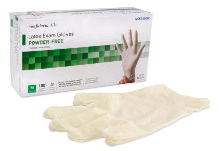 McKesson McKesson Confiderm Exam Glove Medium NonSterile Latex Standard Cuff Length Textured Fingertips Ivory Not Chemo Approved - 14-426