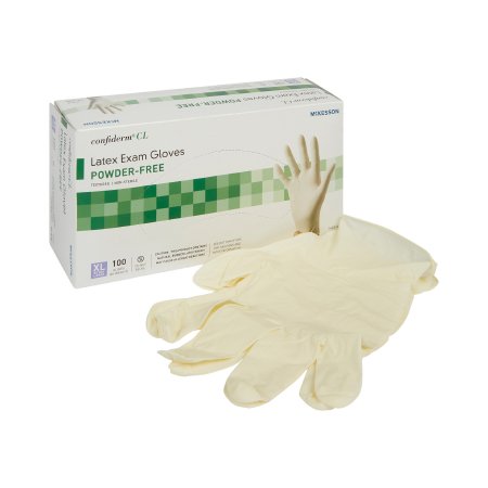 McKesson Confiderm - Exam Glove X-Large NonSterile Latex Standard Cuff Length Textured Fingertips Ivory Not Chemo Approved - 14-430