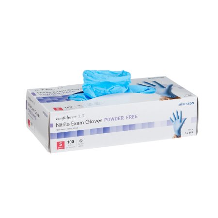 McKesson Confiderm 3.8 - Exam Glove Small NonSterile Nitrile Standard Cuff Length Textured Fingertips Blue Not Chemo Approved - 14-684