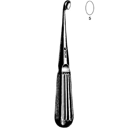 Sklar - Bone Curette Bruns 9 Inch Length Hollow Handle with Grooves Size 00000 Tip Straight Oval Cup Tip - 40-7200