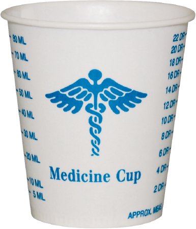 Solo Cup Solo Graduated Medicine Cup 3 oz. Medical Print Wax Coated Paper Disposable - R3-43107