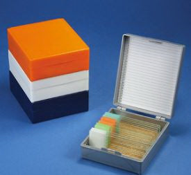 Globe Scientific - Slide Storage Box 25 X 75 mm Storage Box and 1 X 3 Inch Microscope Slides Gray ABS Plastic / Cork 25 Slide Capacity - 513075A