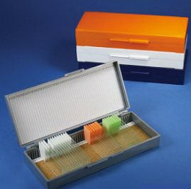 Globe Scientific Globe Scientific Slide Storage Box 25 X 75 mm Storage Box and 1 X 3 Inch Microscope Slides Gray ABS Plastic / Cork 50 Slides - 513077A