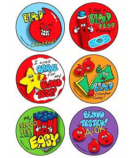 Kids Love Stickers - 90 per Unit Medical Blood Test Today , Assorted Sticker - M2187