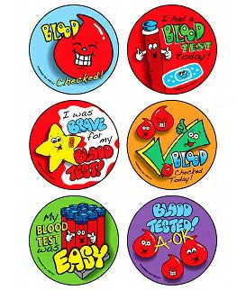 Medibadge Kids Love Stickers 90 Per Unit Medical Blood Test Today , Assorted Sticker - M2187
