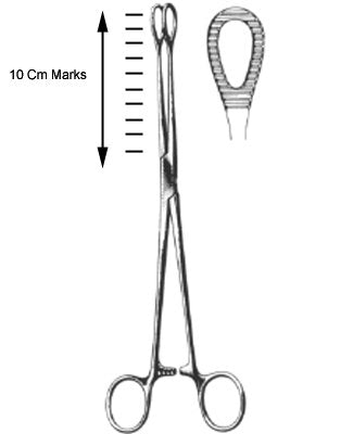 Marina - Sponge Forceps Kraff-Utrata 4 Inch Length Surgical Grade Stainless Steel NonSterile Ratchet Lock Finger Ring Handle Straight Fenestrated Oval Tips - 350-225