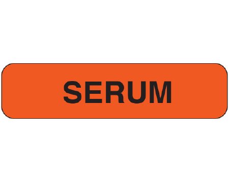 Shamrock - Pre-Printed Label Auxiliary Label Fluorescent Red Vac Serum Black Lab / Specimen 5/16 X 1-1/4 Inch - UPCR-1041