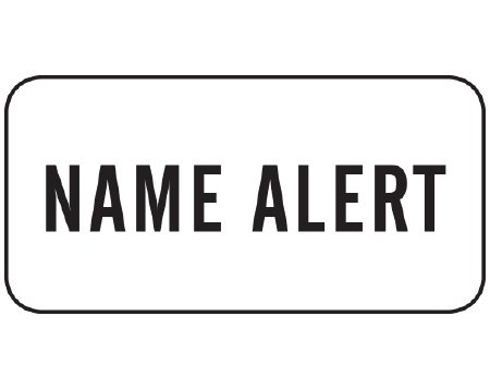 Shamrock - Pre-Printed Label Advisory Label White Adhesive NAME ALERT Black Alert Label 3/4 X 1-1/2 Inch - NL-120