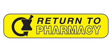 Indeed - Pre-Printed Label Auxiliary Label Yellow Paper Return To Pharmacy Black Safety and Instructional 3/8 X 1-5/8 Inch - 2051