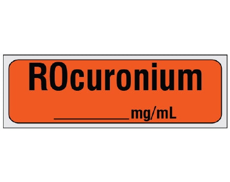 Shamrock Scientific Shamrock Pre-Printed Label Anesthesia Label ROCuronium / _____ mg / mL Fluorescent Red 1/2 X 500 Inch - SA-2214-PRE