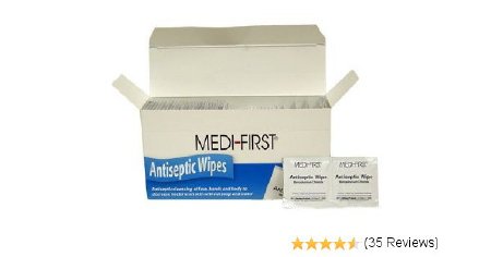 Medique Products Medi-First Sanitizing Skin Wipe Individual Packet BZK (Benzalkonium Chloride) Scented 100 Count - 21433