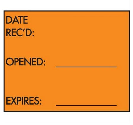 Market Lab Inc Pre-Printed / Write On Label Communication Fill In DATE REC'D: / OPENED: _________ / EXPIRES: _________ Orange / White 3 Inch - 6707