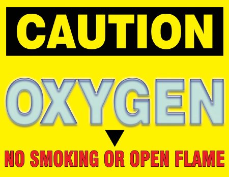 Medical Safety Systems - Pre-Printed Label Warning Label Yellow Caution Oxygen No Smoking Biohazard 4 X 5 Inch - 510-58800025