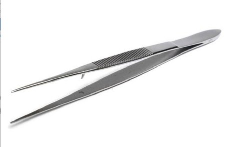 Market Lab Inc Tweezers 5 Inch Stainless Steel NonSterile NonLocking Thumb Handle Curved Serrated Tips - 6031