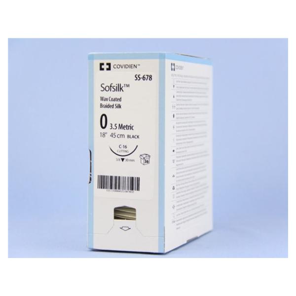 Medtronic MITG-Covidien Suture 0 Silk C-16 Sofsilk Black 18" Braid 36/Ca - SS678