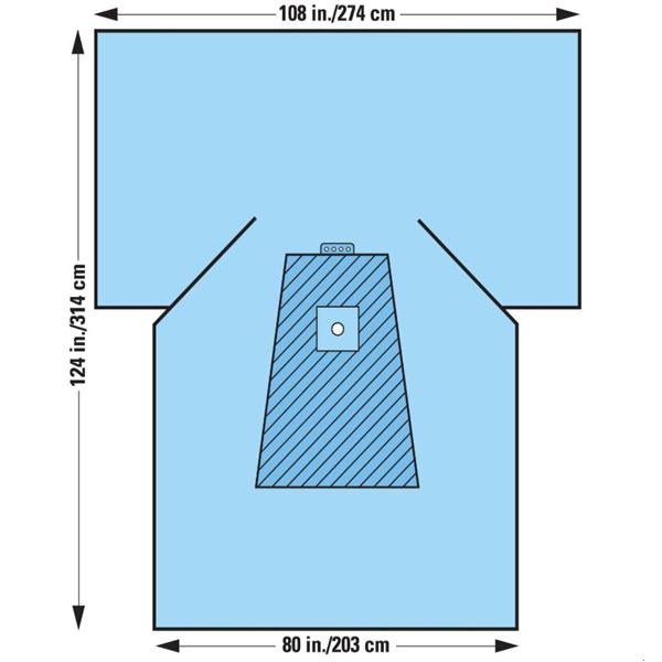 O & M Halyard Drape Lower Extremity Surgical 2-1/2" Fenestrated 108X80X124" Sterile 12/Ca - 89016