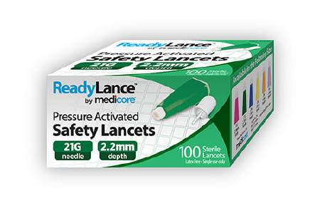 ReadyLance - Lancet Fixed Depth Lancet Needle 2.2 mm Depth 21 Gauge Push Button Activation - 806