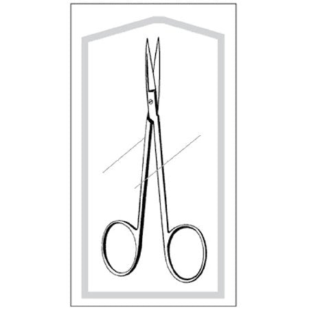 Econo - Iris Scissors 4-1/2 Inch Length Floor Grade Stainless Steel Sterile Finger Ring Handle Straight Sharp Tip / Sharp Tip - 96-2650