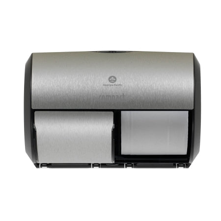 Georgia Pacific Compact 2-Roll Side-by-Side Toilet Tissue Dispenser Faux Stainless Plastic Manual 2 Rolls Wall Mount - 56796A