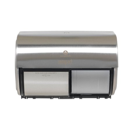 Georgia Pacific Compact 2-Roll Side-by-Side Toilet Tissue Dispenser Faux Stainless Plastic Manual 2 Rolls Wall Mount - 56796A