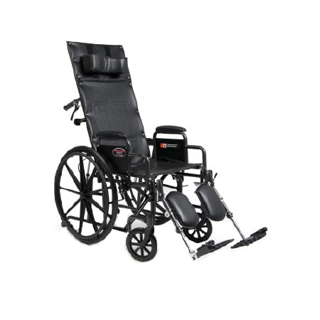 Graham-Field Advantage Reclining Wheelchair Full Length Arm Removable Arm Style Mag Wheel Black 20 Inch Seat Width 300 lbs. Weight Capacity - 3K010350