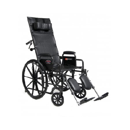 Advantage - Reclining Wheelchair Full Length Arm Elevating Legrest Black Upholstery 20 Inch Seat Width Adult 300 lbs. Weight Capacity - 3K010350