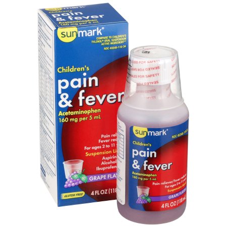 sunmark - Children's Pain Relief 160 mg / 5 mL Strength Acetaminophen Oral Suspension 4 oz. - McKesson - 49348011934