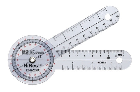 Fabrication Enterprises Baseline Goniometer 6 Inch Arms, 360° Head Has Three Scales Calibrated, Reads 1° Increments Inches and Centimeters 0.1 X 2.5 X 6.5 Inch - 12-1002HR