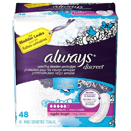 The Palm Tree Group Always Discreet Maxi Incontinence Liner Moderate Absorbency DualLock Regular Female Disposable - 3700088726